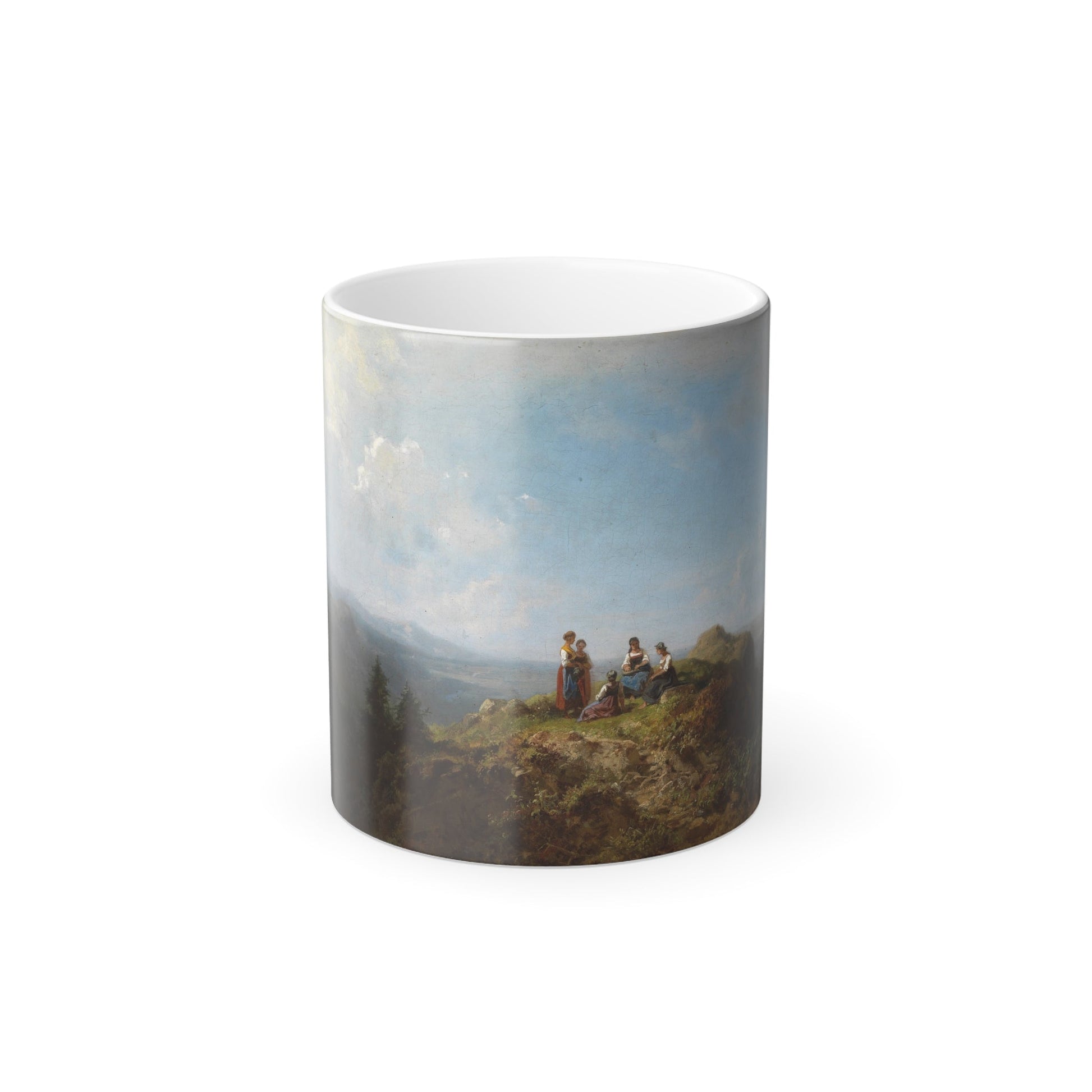 Carl Spitzweg (1808-1885) Dirndln auf der Alm - oil on canvas - Color Changing Mug 11oz-11oz-The Sticker Space