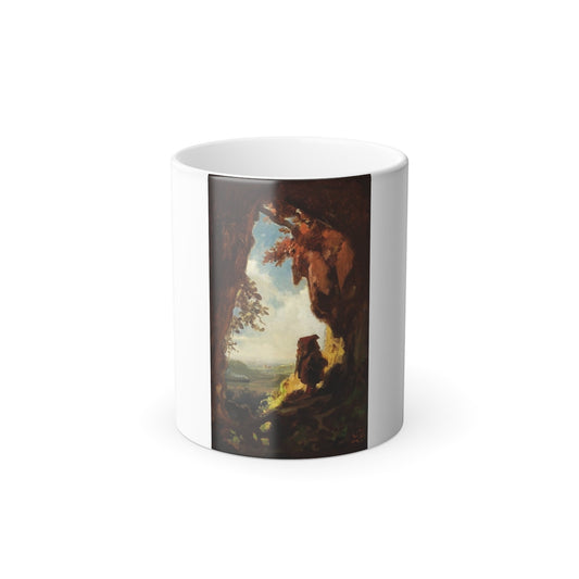 Carl Spitzweg (1808-1885) Gnome watching railway train - oil on panel 1848 - Color Changing Mug 11oz-11oz-The Sticker Space