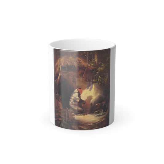 Carl Spitzweg (1808-1885) Hermit, chicken frying - oil on canvas 1841 jj - Color Changing Mug 11oz-11oz-The Sticker Space