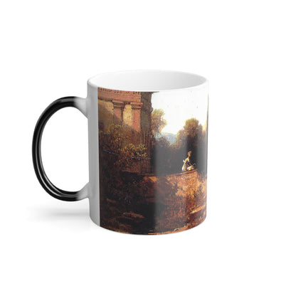 Carl Spitzweg (1808-1885) Reed pipe playing shepherd - Oil on Wood c1875 - Color Changing Mug 11oz-11oz-The Sticker Space