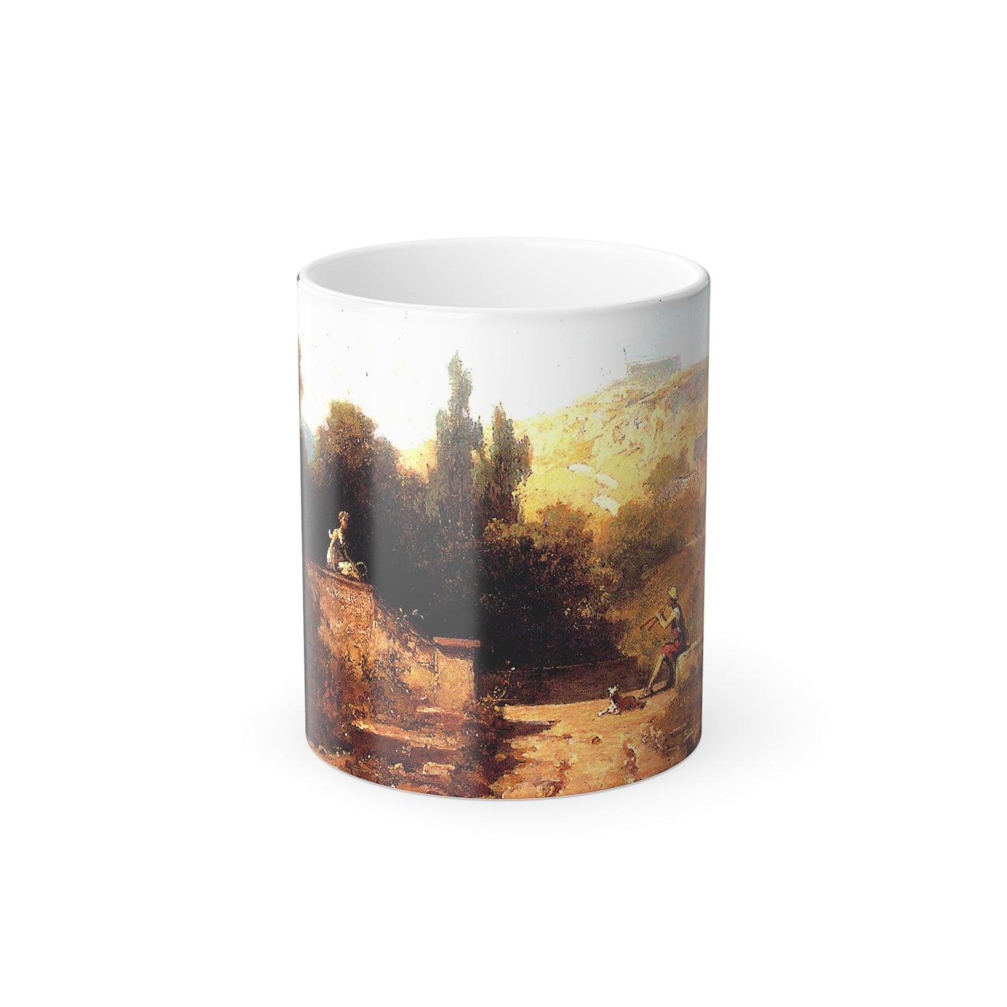 Carl Spitzweg (1808-1885) Reed pipe playing shepherd - Oil on Wood c1875 - Color Changing Mug 11oz-11oz-The Sticker Space