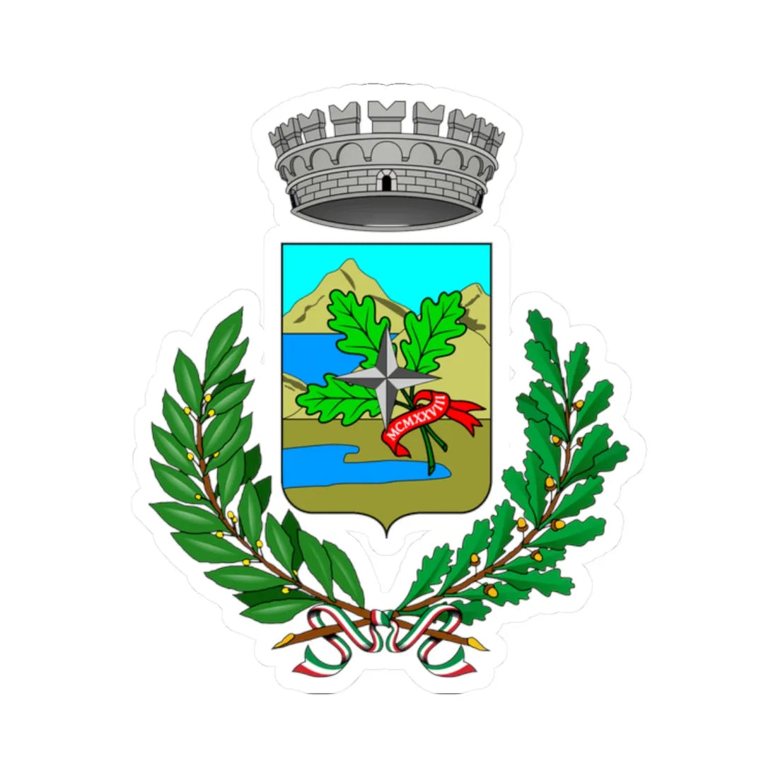 Carlazzo-Stemma (Italy) (Coat of Arms) STICKER Vinyl Kiss-Cut Decal 2 Inch White - The Sticker Space