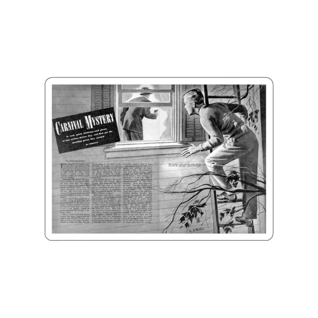 Carnival Mystery, Calling All Girls, January 1947 (Magazine Illustration) STICKER Vinyl Die-Cut Decal - The Sticker Space