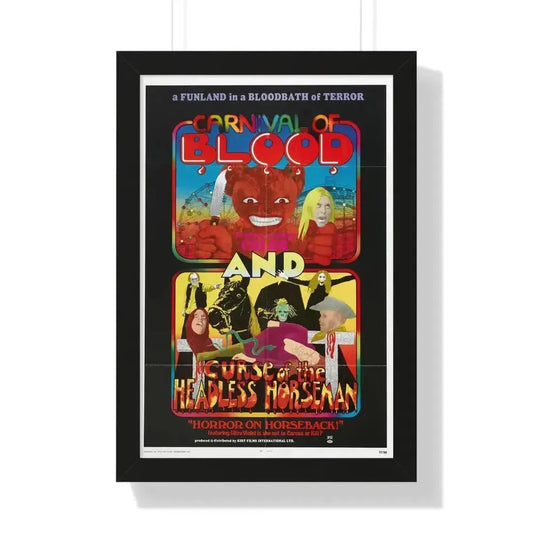 CARNIVAL OF BLOOD + CURSE OF THE HEADLESS HORSEMAN 1970 - Framed Movie Poster 16″ x 24″ Black - The Sticker Space
