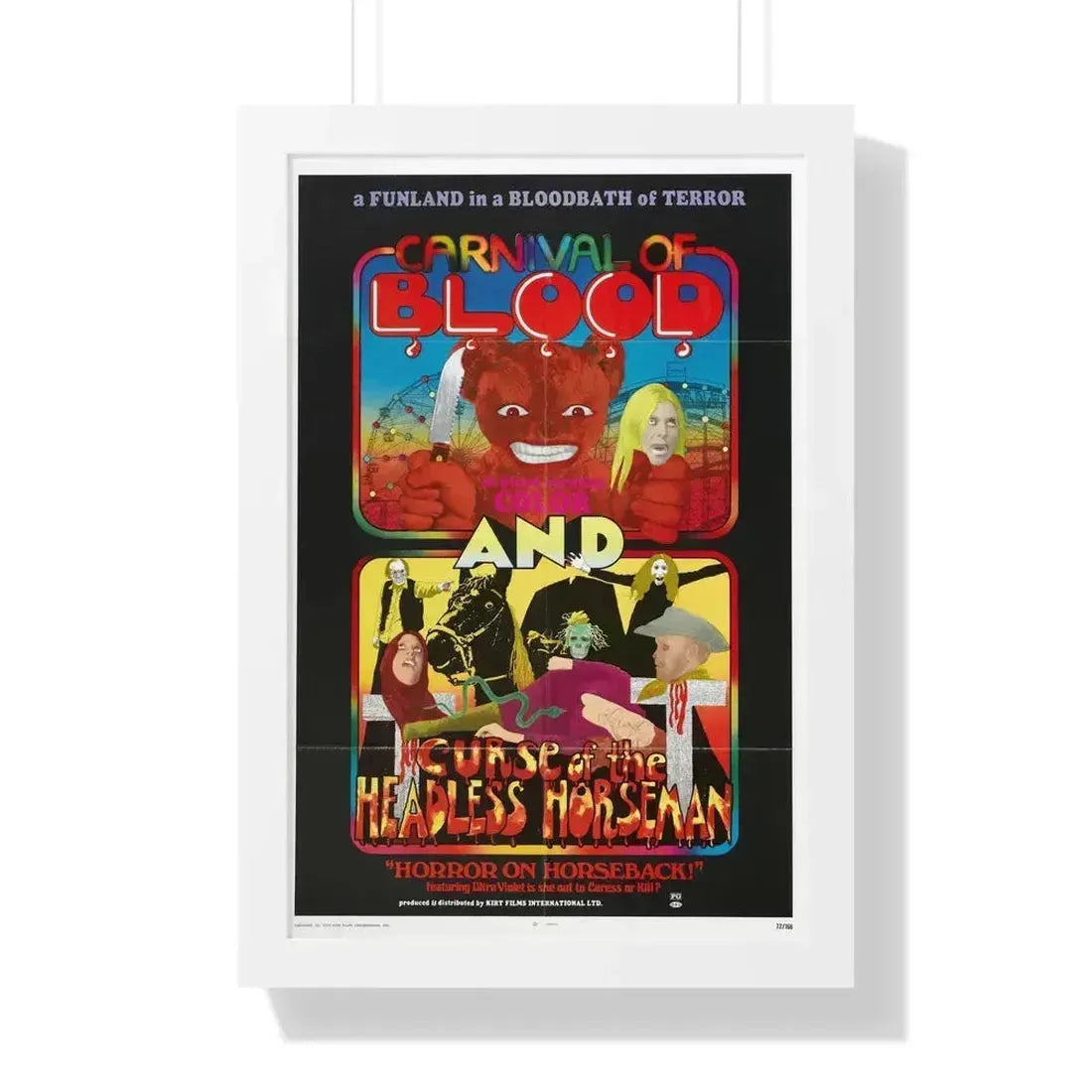 CARNIVAL OF BLOOD + CURSE OF THE HEADLESS HORSEMAN 1970 - Framed Movie Poster 16″ x 24″ White - The Sticker Space