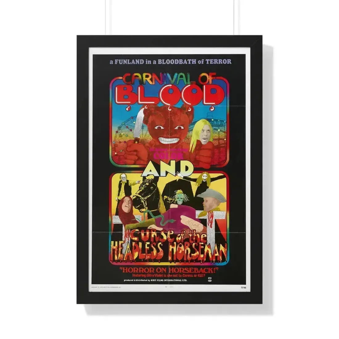 CARNIVAL OF BLOOD + CURSE OF THE HEADLESS HORSEMAN 1970 - Framed Movie Poster 20" x 30" Black - The Sticker Space