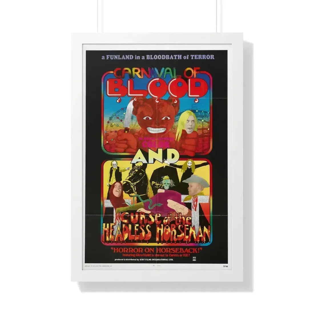 CARNIVAL OF BLOOD + CURSE OF THE HEADLESS HORSEMAN 1970 - Framed Movie Poster 20" x 30" White - The Sticker Space