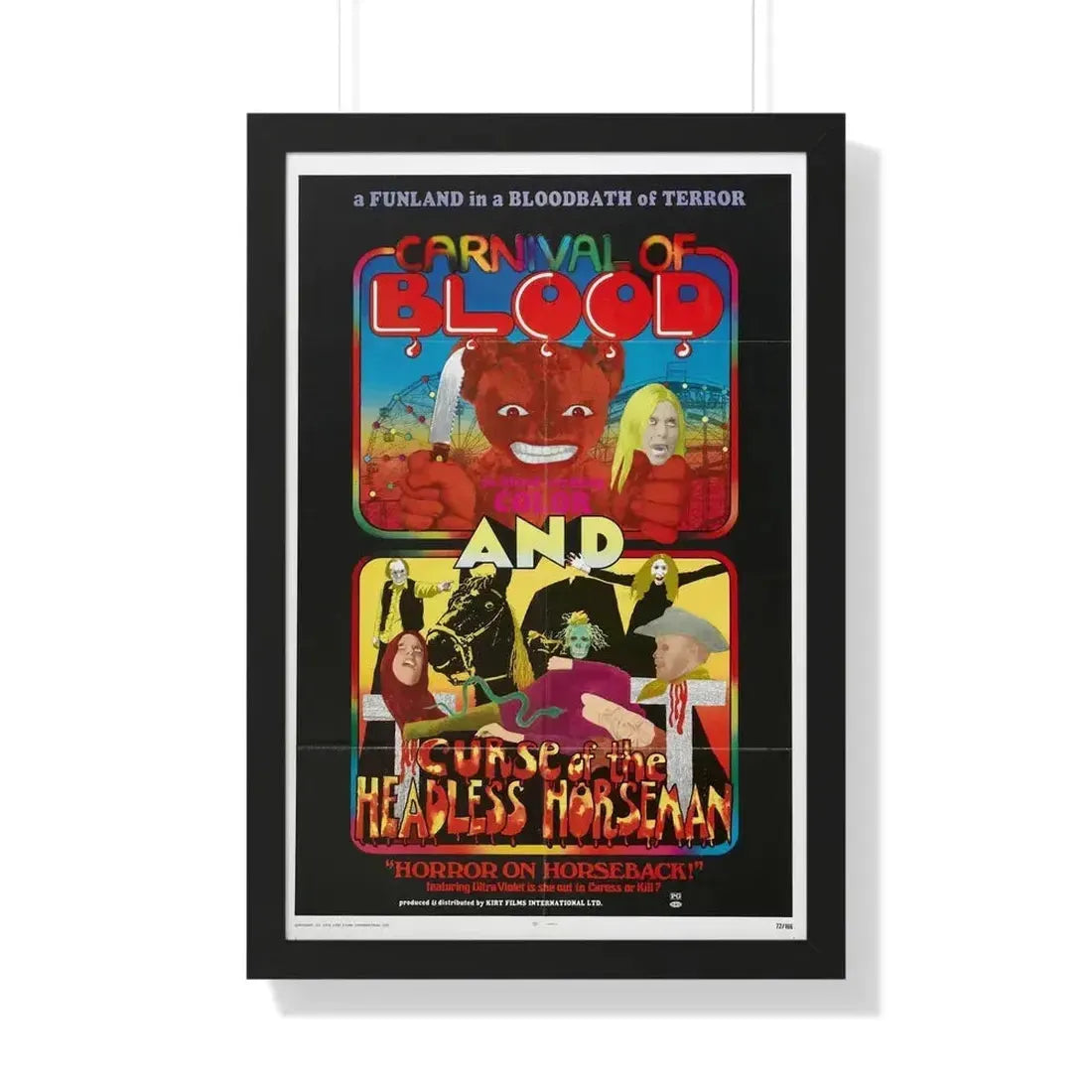 CARNIVAL OF BLOOD + CURSE OF THE HEADLESS HORSEMAN 1970 - Framed Movie Poster - The Sticker Space