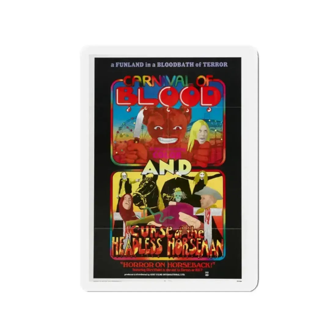 CARNIVAL OF BLOOD + CURSE OF THE HEADLESS HORSEMAN 1970 Movie Poster - Refrigerator Magnet - The Sticker Space