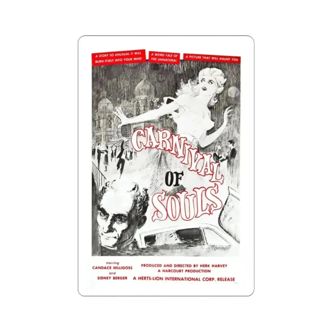 CARNIVAL OF SOULS (2) 1962 Movie Poster - STICKER Vinyl Kiss-Cut Decal 2 Inch White - The Sticker Space