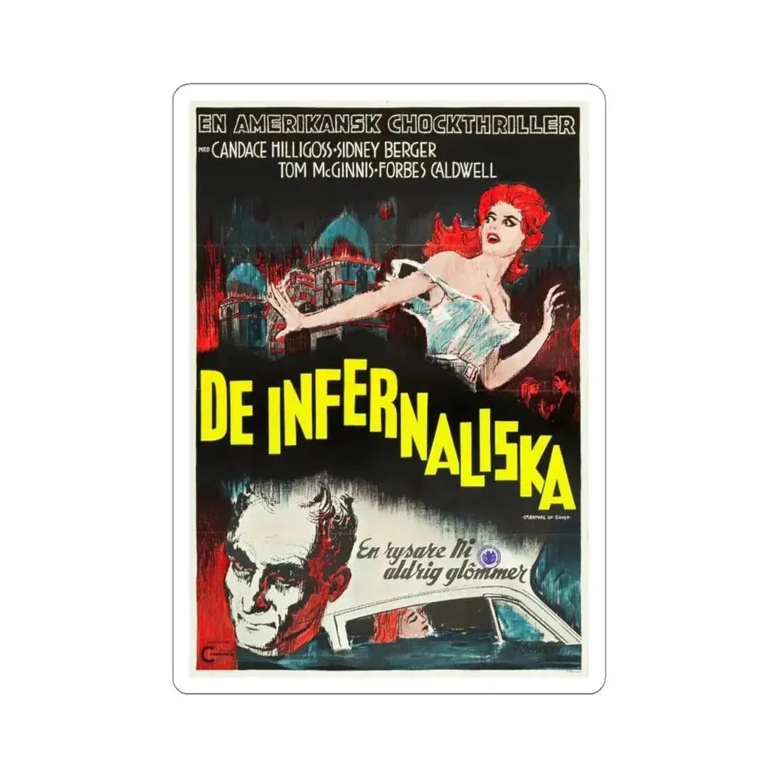 CARNIVAL OF SOULS (SWEDISH) 1962 Movie Poster - STICKER Vinyl Kiss-Cut Decal 4 Inch White - The Sticker Space