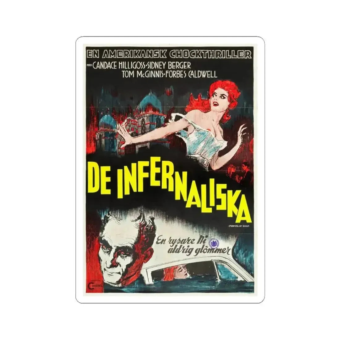 CARNIVAL OF SOULS (SWEDISH) 1962 Movie Poster - STICKER Vinyl Kiss-Cut Decal 6 Inch White - The Sticker Space