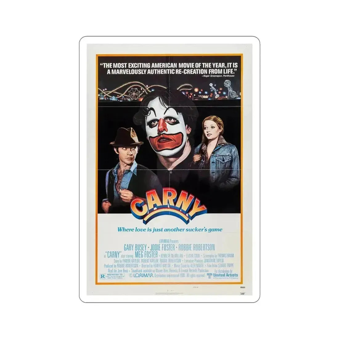 Carny 1980 Movie Poster STICKER Vinyl Die-Cut Decal 6 Inch - The Sticker Space
