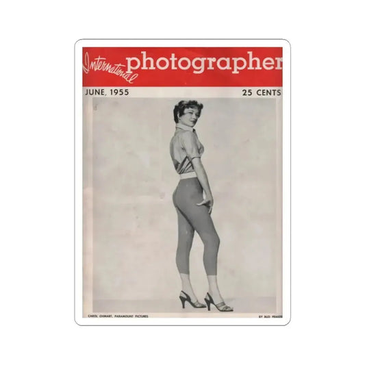 Carol Ohmart #55 - Carol on Front Cover in B&W from International Photographer Mag. June '55 & 1 Page inside (Vintage Female Icon) STICKER Vinyl Kiss-Cut Decal 2 Inch White - The Sticker Space