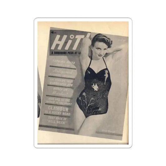 Carol Ohmart #77 - Pages 1 of 2 Mag. Cover 2 cropped from Famous MODELS Mag. March-April '51 (Vintage Female Icon) STICKER Vinyl Kiss-Cut Decal 2 Inch White - The Sticker Space