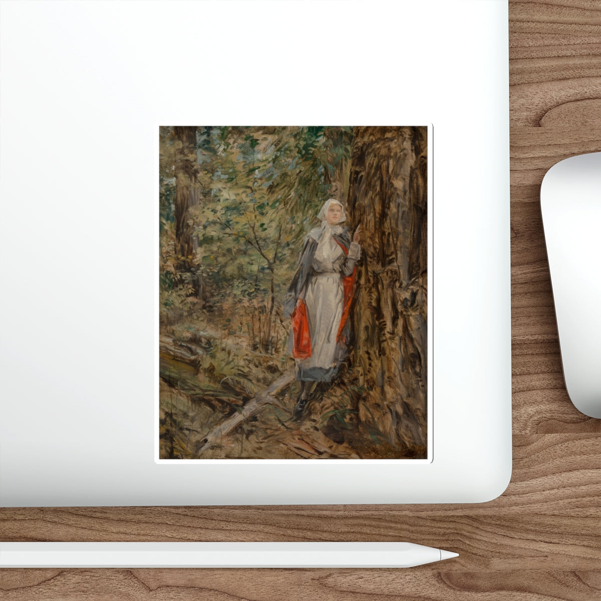 Caroline in the Woods (Attributed to Howard Chandler Christy) (Magazine Illustration) STICKER Vinyl Die-Cut Decal-The Sticker Space