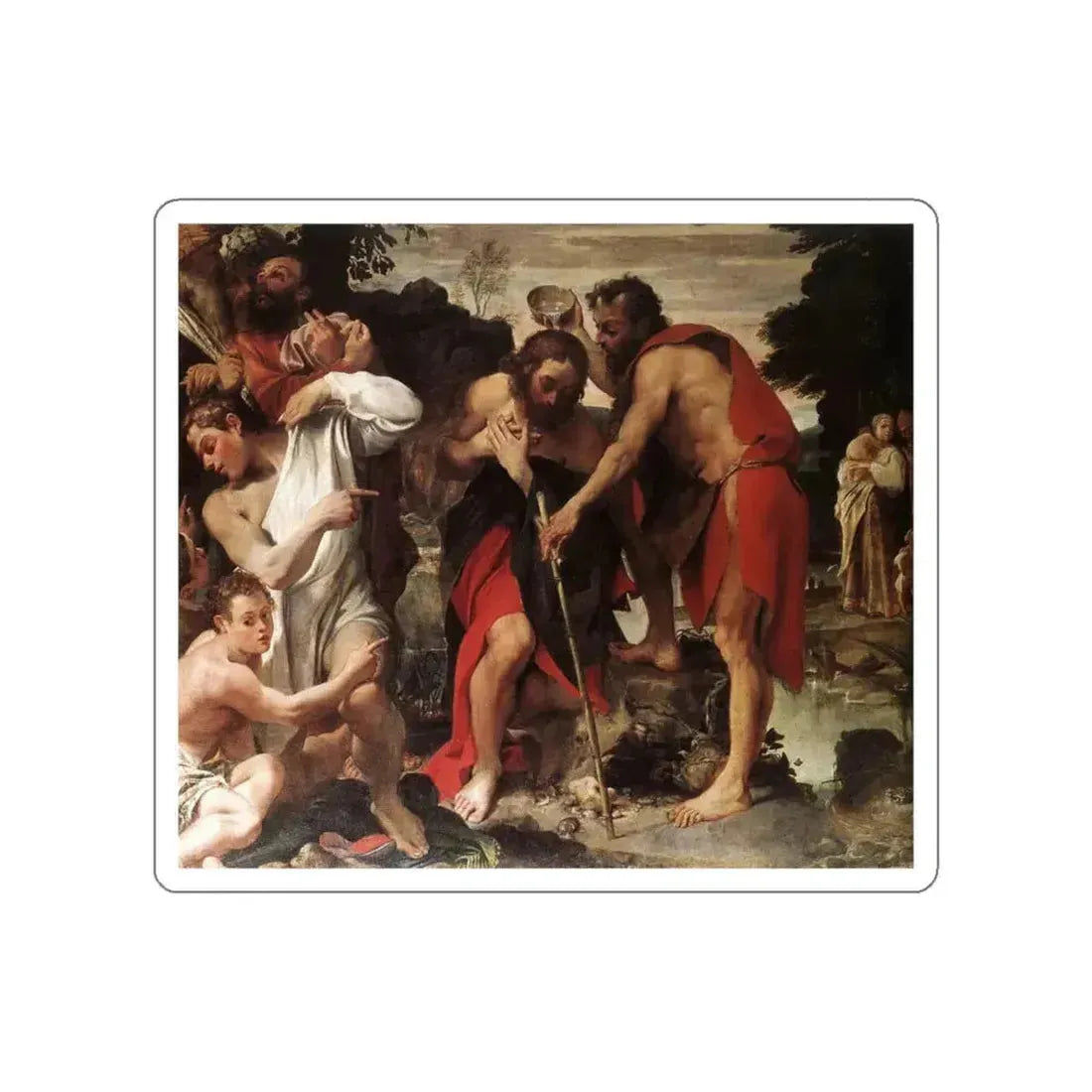 CARRACCI, Annibale - The Baptism of Christ (Artwork) STICKER Vinyl Die-Cut Decal White Die-Cut 6 Inch - The Sticker Space