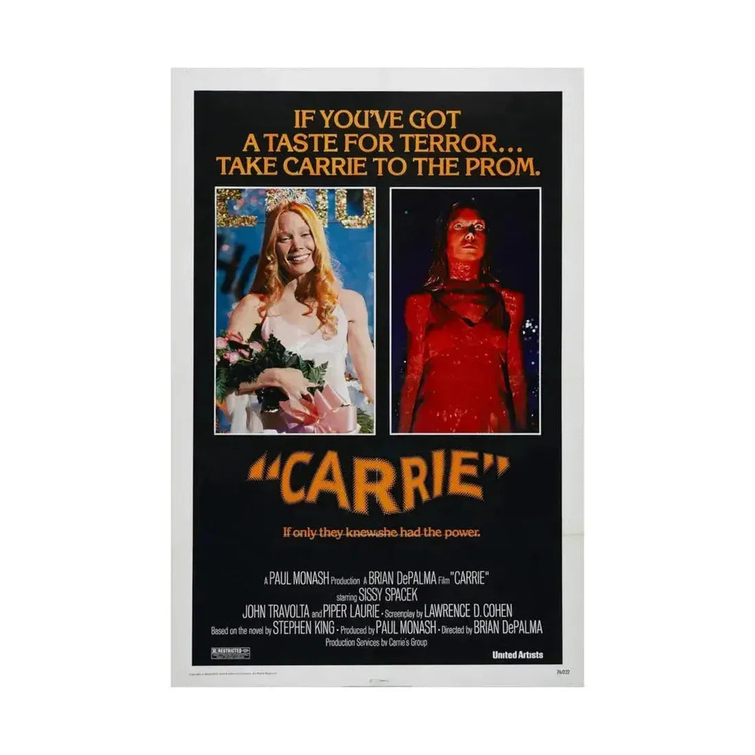 CARRIE 1976 - Paper Movie Poster - The Sticker Space