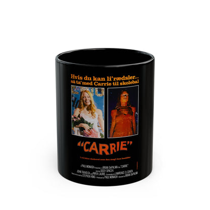 CARRIE (DANISH) 1976 Movie Poster - Black Coffee Mug-11oz-The Sticker Space