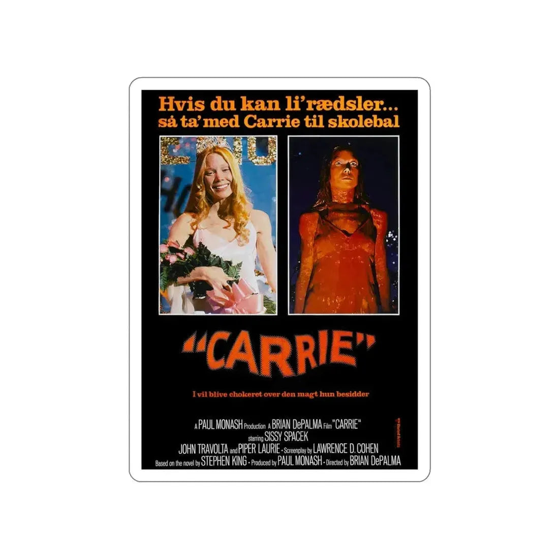 CARRIE (DANISH) 1976 Movie Poster STICKER Vinyl Die-Cut Decal 4 Inch - The Sticker Space