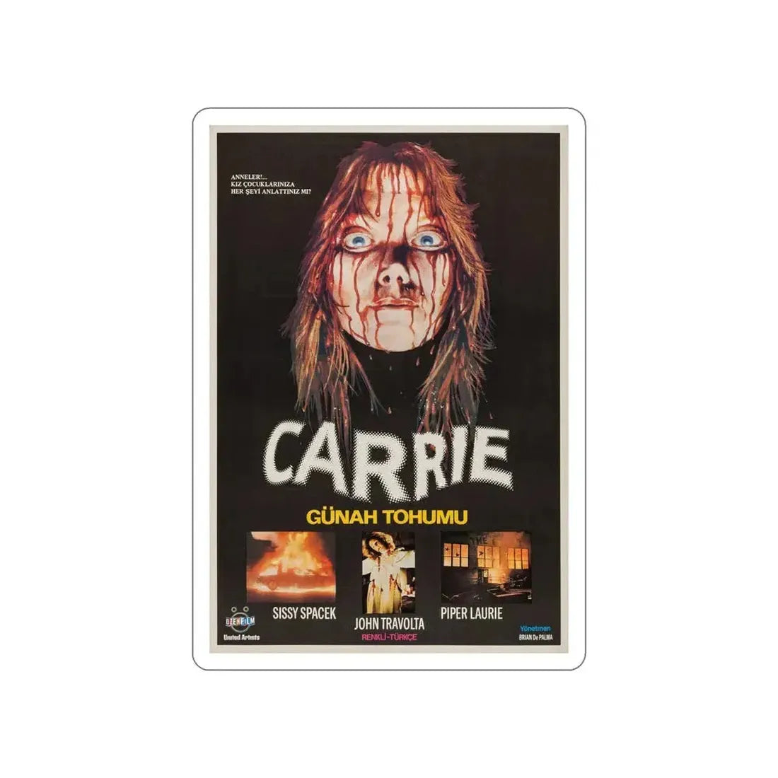 CARRIE (TURKISH) 1976 Movie Poster STICKER Vinyl Die-Cut Decal 6 Inch - The Sticker Space