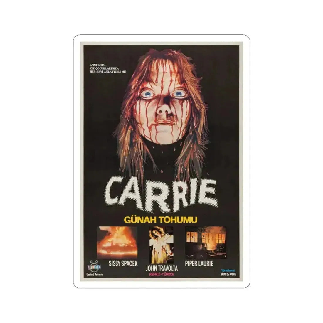 CARRIE (TURKISH) 1976 Movie Poster - STICKER Vinyl Kiss-Cut Decal 4 Inch White - The Sticker Space