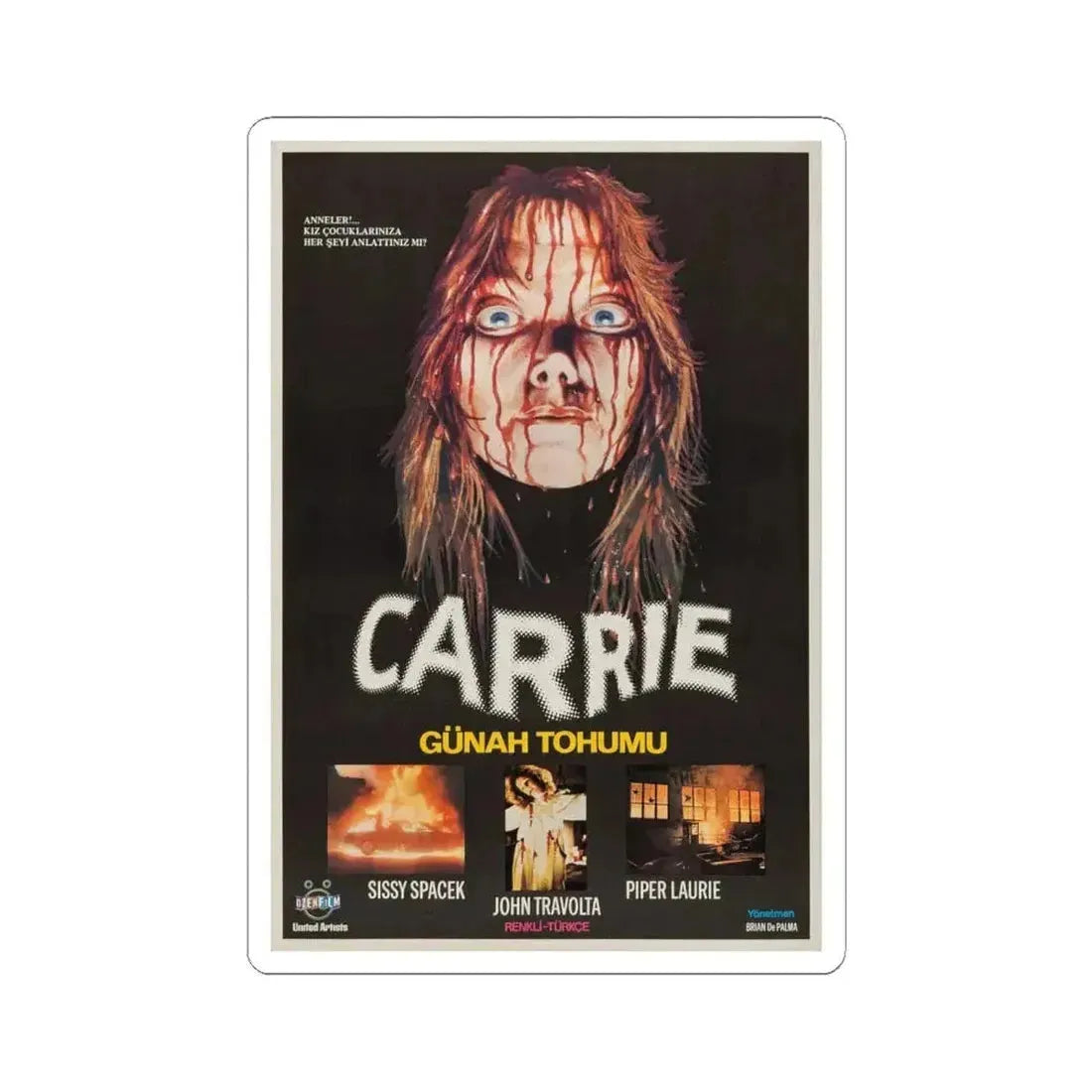 CARRIE (TURKISH) 1976 Movie Poster - STICKER Vinyl Kiss-Cut Decal 6 Inch White - The Sticker Space