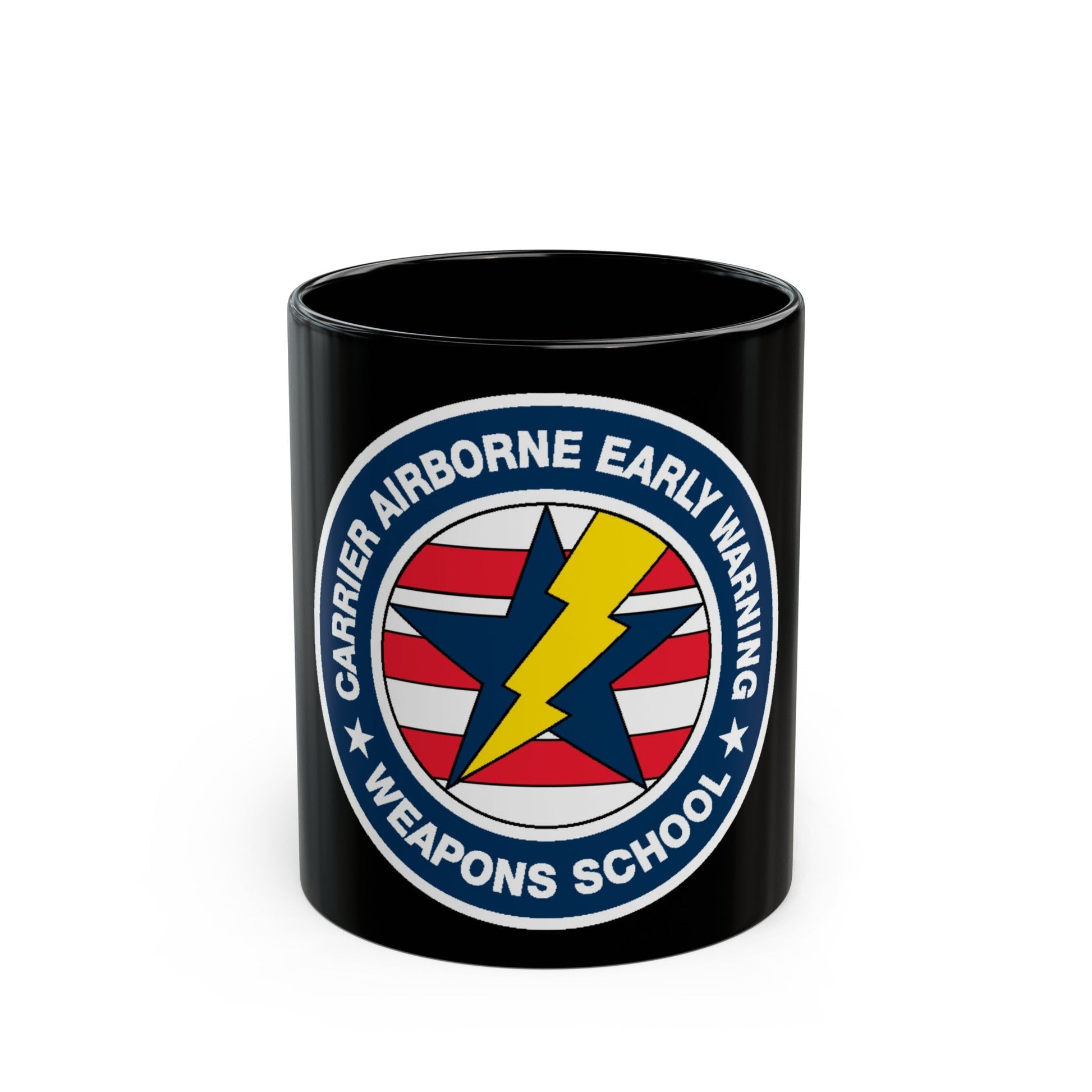 Carrier Airborne Early Warning Weapons School Bolt (U.S. Navy) Black Coffee Mug-11oz-The Sticker Space