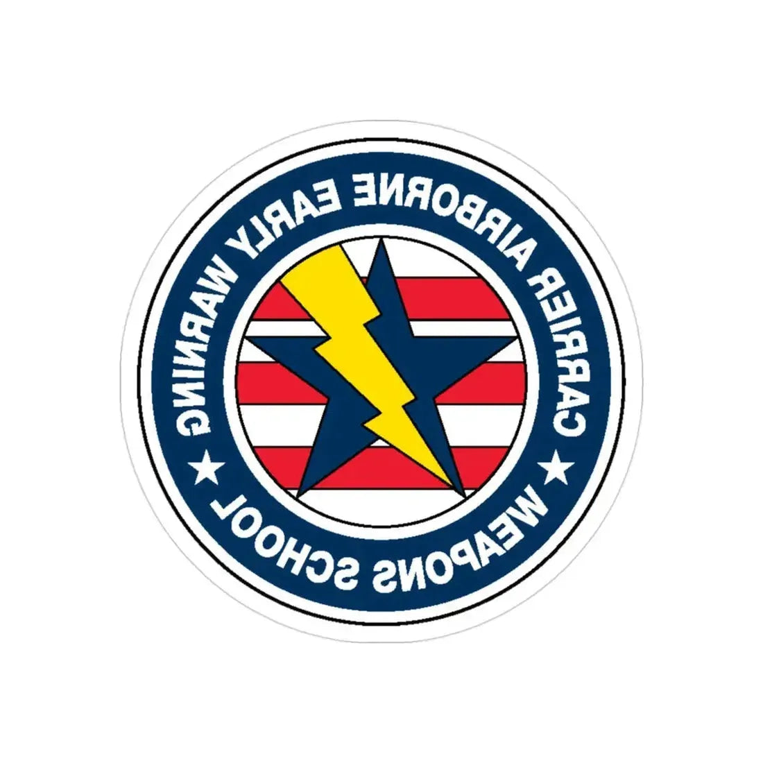 Carrier Airborne Early Warning Weapons School Bolt (U.S. Navy) REVERSE PRINT Transparent Die-Cut STICKER 3 Inch Die-Cut Transparent - The Sticker Space