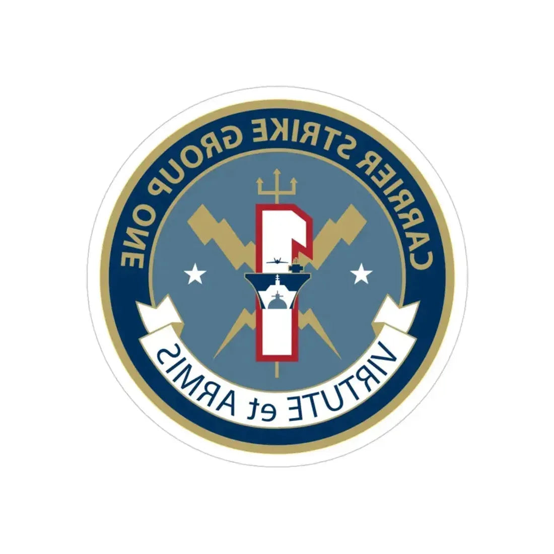 Carrier Strike Group 1 (U.S. Navy) REVERSE PRINT Transparent Die-Cut STICKER 3 Inch Die-Cut Transparent - The Sticker Space