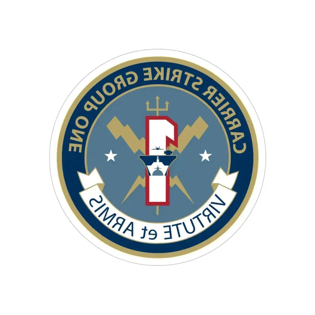 Carrier Strike Group 1 (U.S. Navy) REVERSE PRINT Transparent Die-Cut STICKER 4 Inch Die-Cut Transparent - The Sticker Space