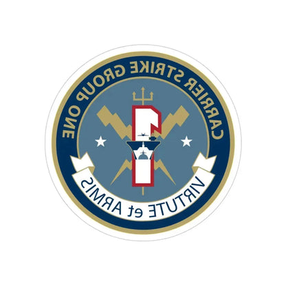 Carrier Strike Group 1 (U.S. Navy) REVERSE PRINT Transparent Die-Cut STICKER 4 Inch Die-Cut Transparent - The Sticker Space