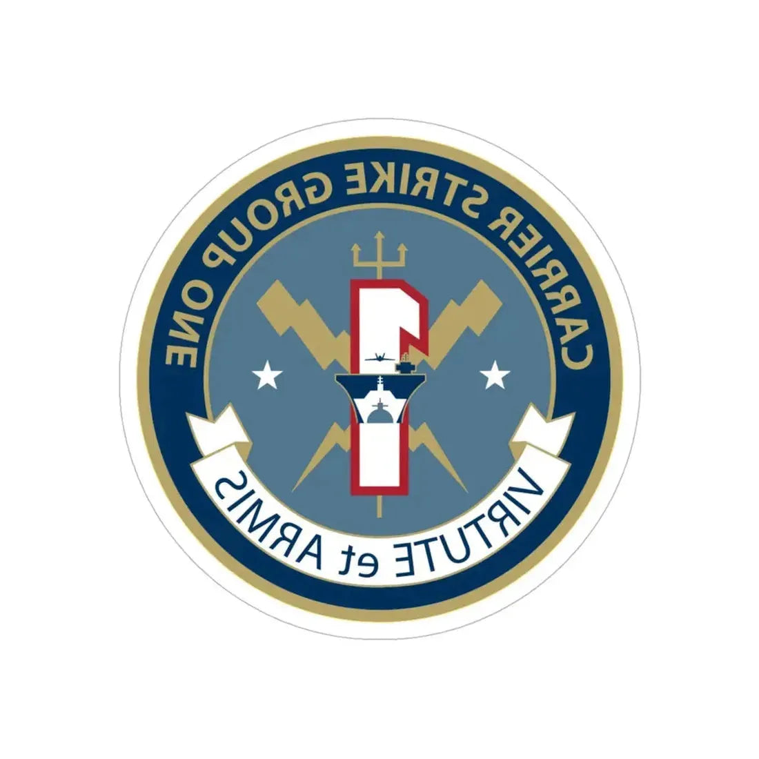 Carrier Strike Group 1 (U.S. Navy) REVERSE PRINT Transparent Die-Cut STICKER 5 Inch Die-Cut Transparent - The Sticker Space