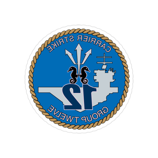 Carrier Strike Group 12 CSG 12 (U.S. Navy) REVERSE PRINT Transparent STICKER-2" × 2"-The Sticker Space