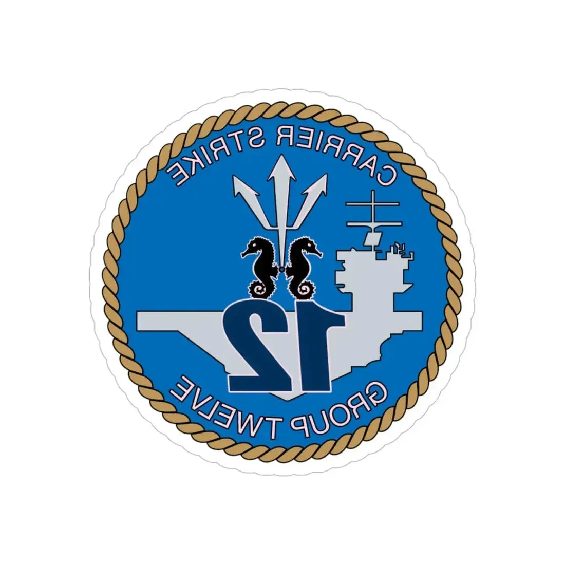 Carrier Strike Group 12 CSG 12 (U.S. Navy) REVERSE PRINT Transparent Die-Cut STICKER 4 Inch Die-Cut Transparent - The Sticker Space
