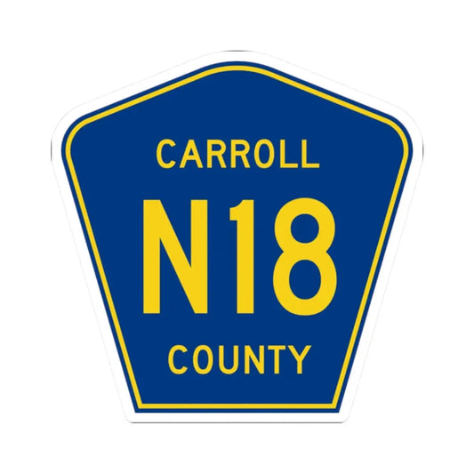 Carroll County Route N18 IA (Iowa) (Road Sign) STICKER Vinyl Kiss-Cut Decal 2 Inch White - The Sticker Space