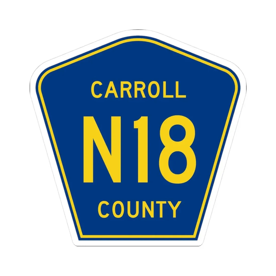 Carroll County Route N18 IA (Iowa) (Road Sign) STICKER Vinyl Kiss-Cut Decal 3 Inch White - The Sticker Space