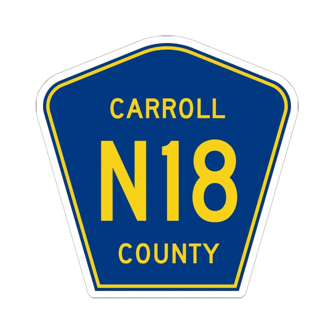 Carroll County Route N18 IA (Iowa) (Road Sign) STICKER Vinyl Kiss-Cut Decal 6 Inch White - The Sticker Space