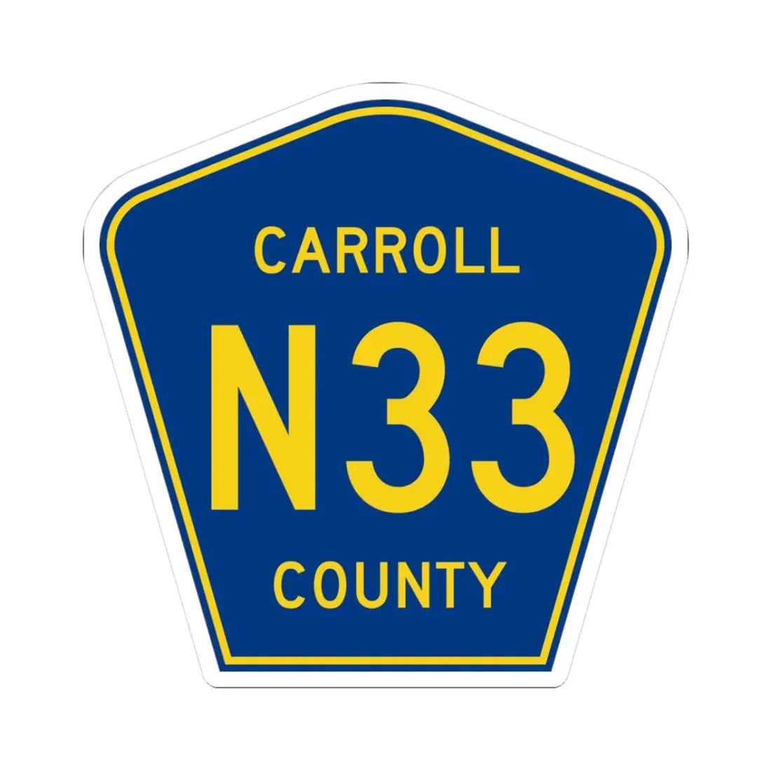 Carroll County Route N33 IA (Iowa) (Road Sign) STICKER Vinyl Kiss-Cut Decal 3 Inch White - The Sticker Space