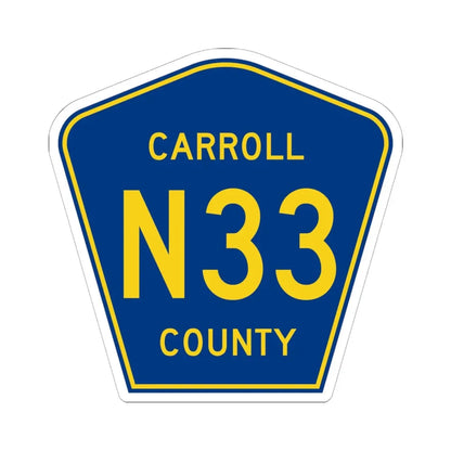 Carroll County Route N33 IA (Iowa) (Road Sign) STICKER Vinyl Kiss-Cut Decal 6 Inch White - The Sticker Space