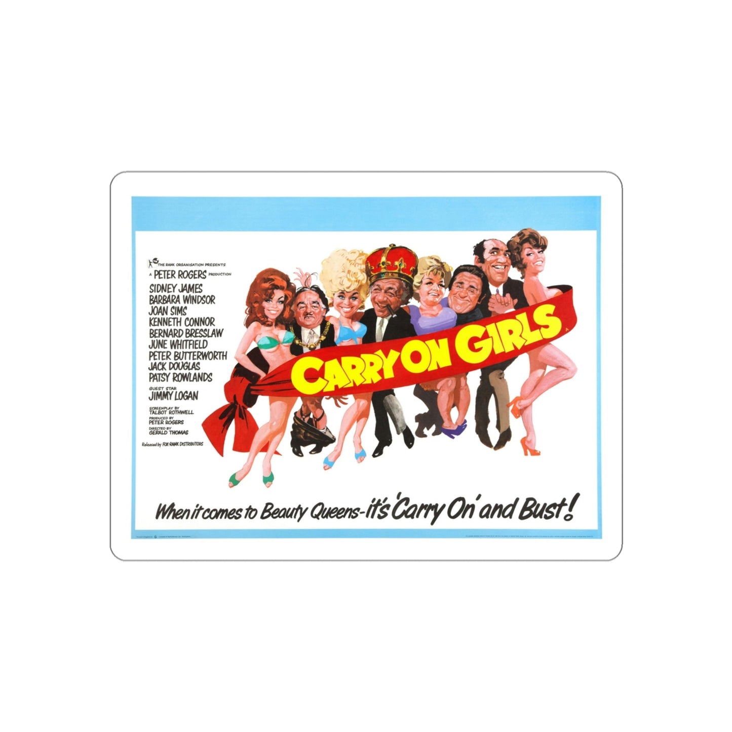 Carry on Girls 1973 Movie Poster STICKER Vinyl Die-Cut Decal-4 Inch-The Sticker Space