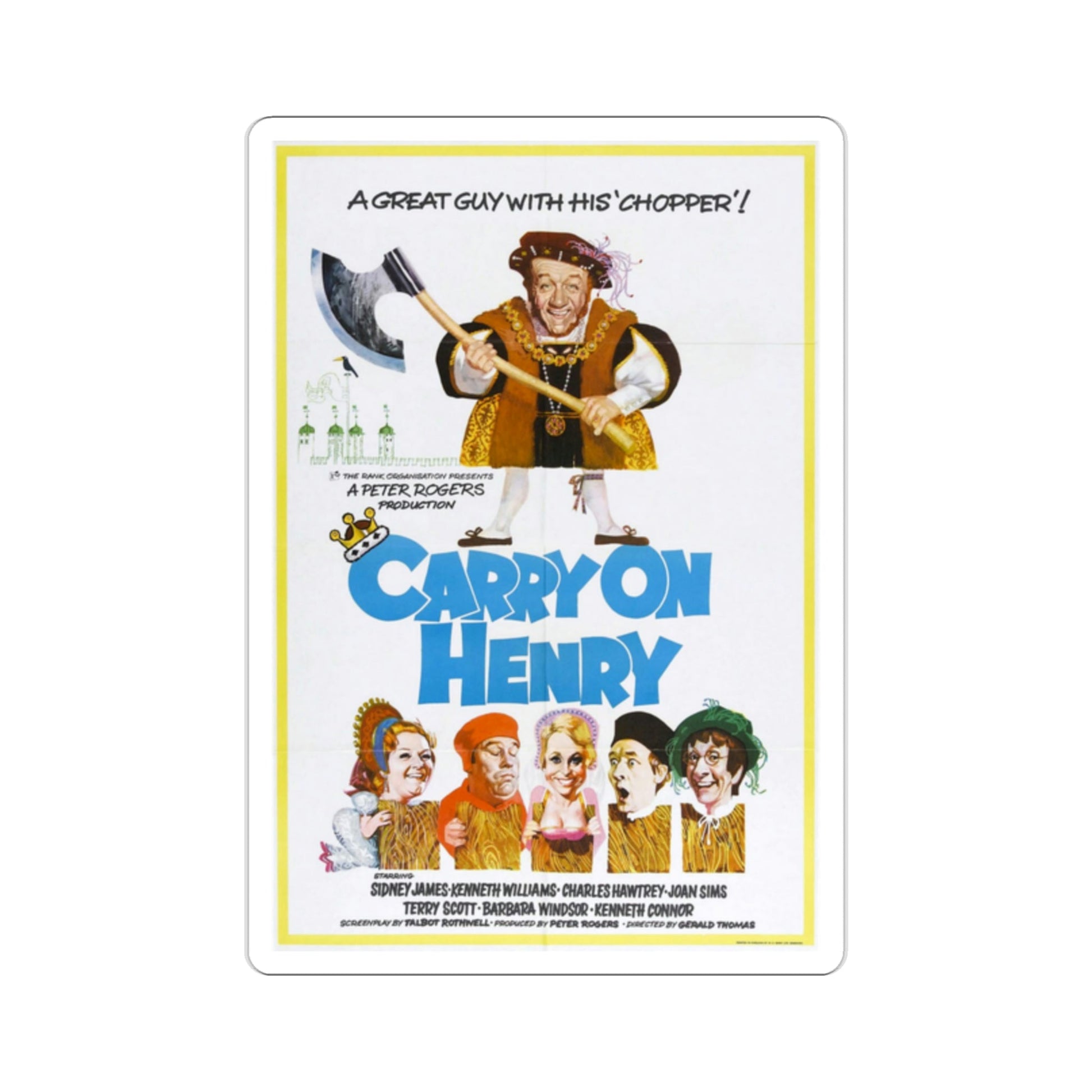 Carry on Henry 1971 Movie Poster STICKER Vinyl Die-Cut Decal-2 Inch-The Sticker Space