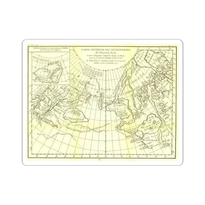 Carte Generale des Decouvertes de l'Amiral de Fonte (1762) (Map) STICKER Vinyl Kiss-Cut Decal 4 Inch White - The Sticker Space