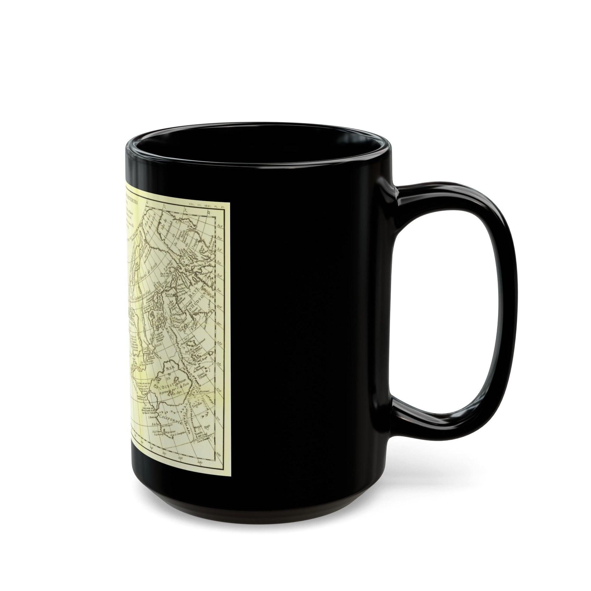 Carte Generale des Decouvertes de l'Amiral de Fonte (1762) (Map) Black Coffee Mug-The Sticker Space