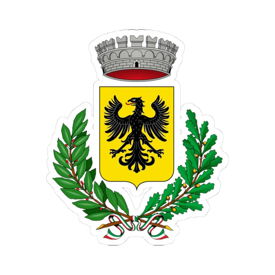 Casalborgone-Stemma (Italy) (Coat of Arms) STICKER Vinyl Kiss-Cut Decal 3 Inch White - The Sticker Space