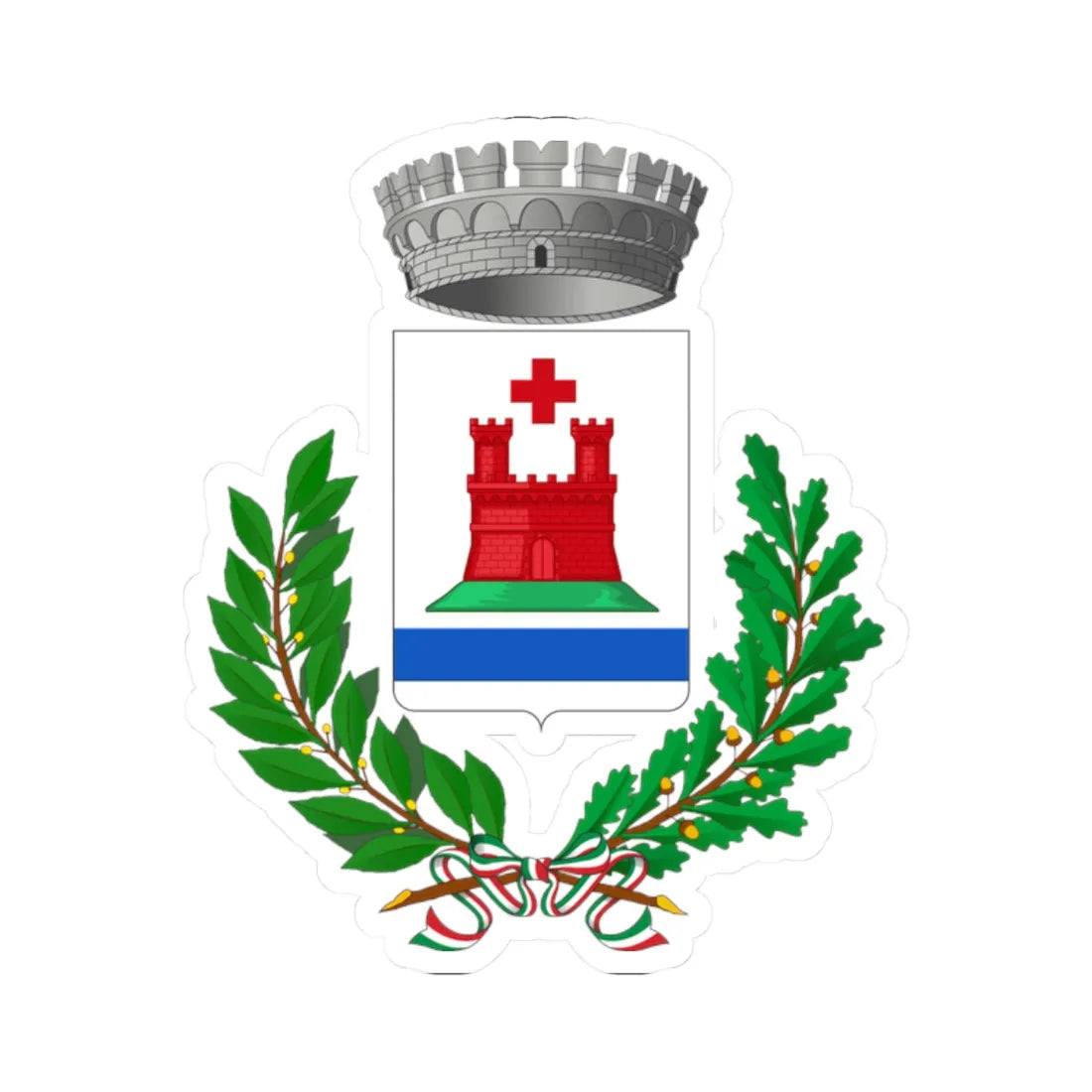 Casalserugo-Stemma (Italy) (Coat of Arms) STICKER Vinyl Kiss-Cut Decal 2 Inch White - The Sticker Space