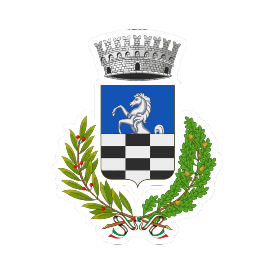 Casandrino-Stemma (Italy) (Coat of Arms) STICKER Vinyl Kiss-Cut Decal 2 Inch White - The Sticker Space