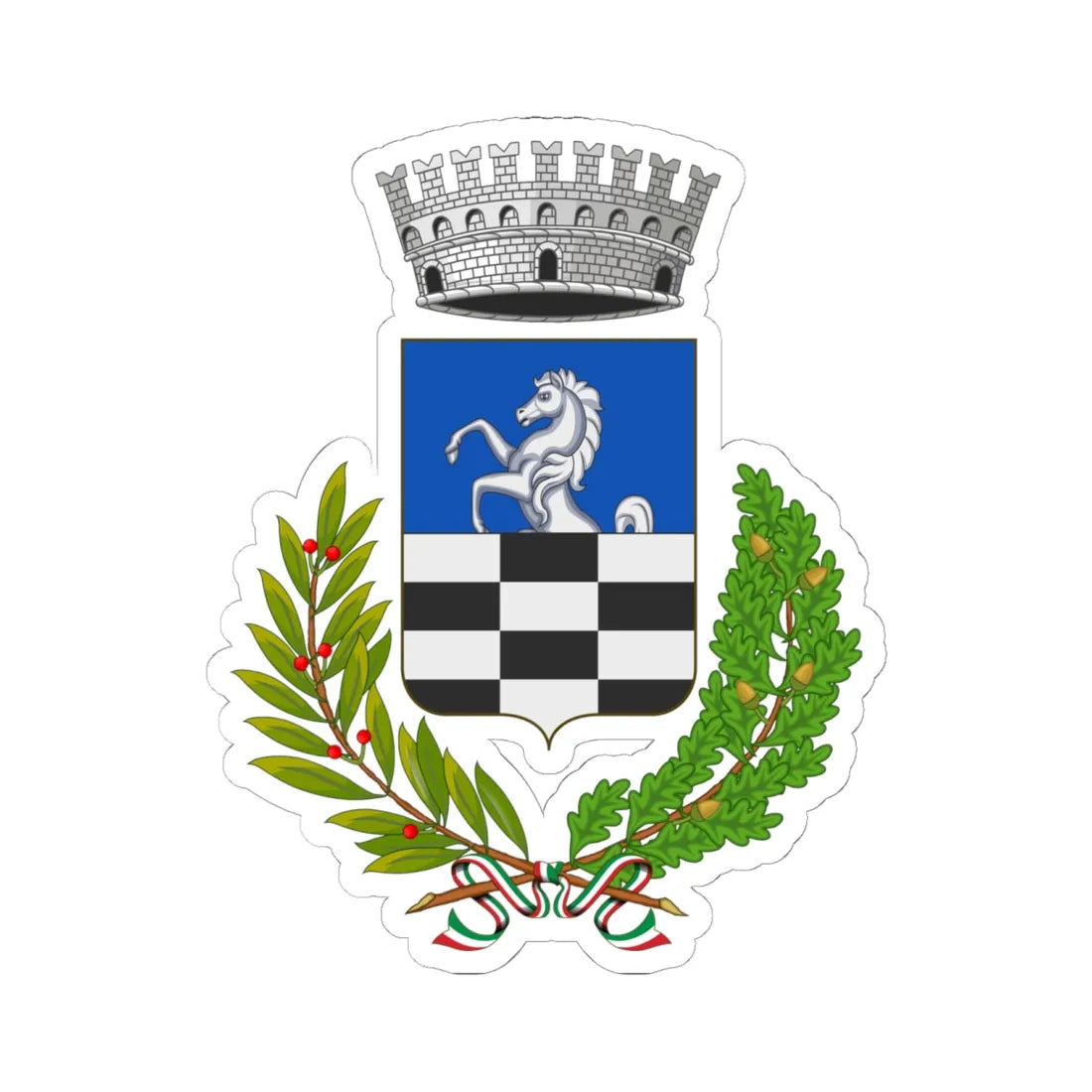 Casandrino-Stemma (Italy) (Coat of Arms) STICKER Vinyl Kiss-Cut Decal 6 Inch White - The Sticker Space