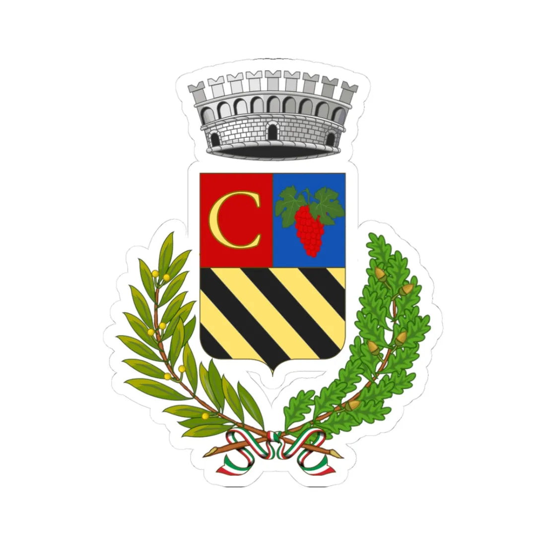 Casasco-Stemma (Italy) (Coat of Arms) STICKER Vinyl Kiss-Cut Decal 3 Inch White - The Sticker Space