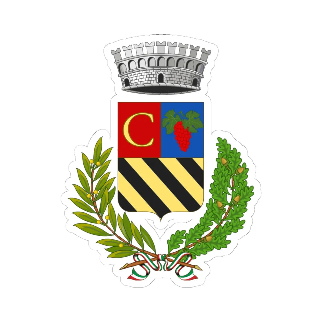 Casasco-Stemma (Italy) (Coat of Arms) STICKER Vinyl Kiss-Cut Decal 4 Inch White - The Sticker Space